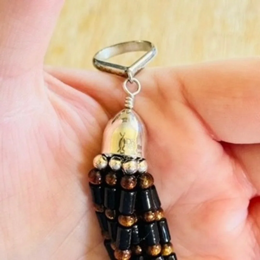 Jay King DTR Desert Rose Trading Pendant Black Gold Coral beaded Sterling 925